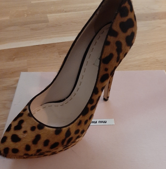 Miu Miu Leopard Print 5inch Heel Platform Sole, 38 - Picture 3 of 9